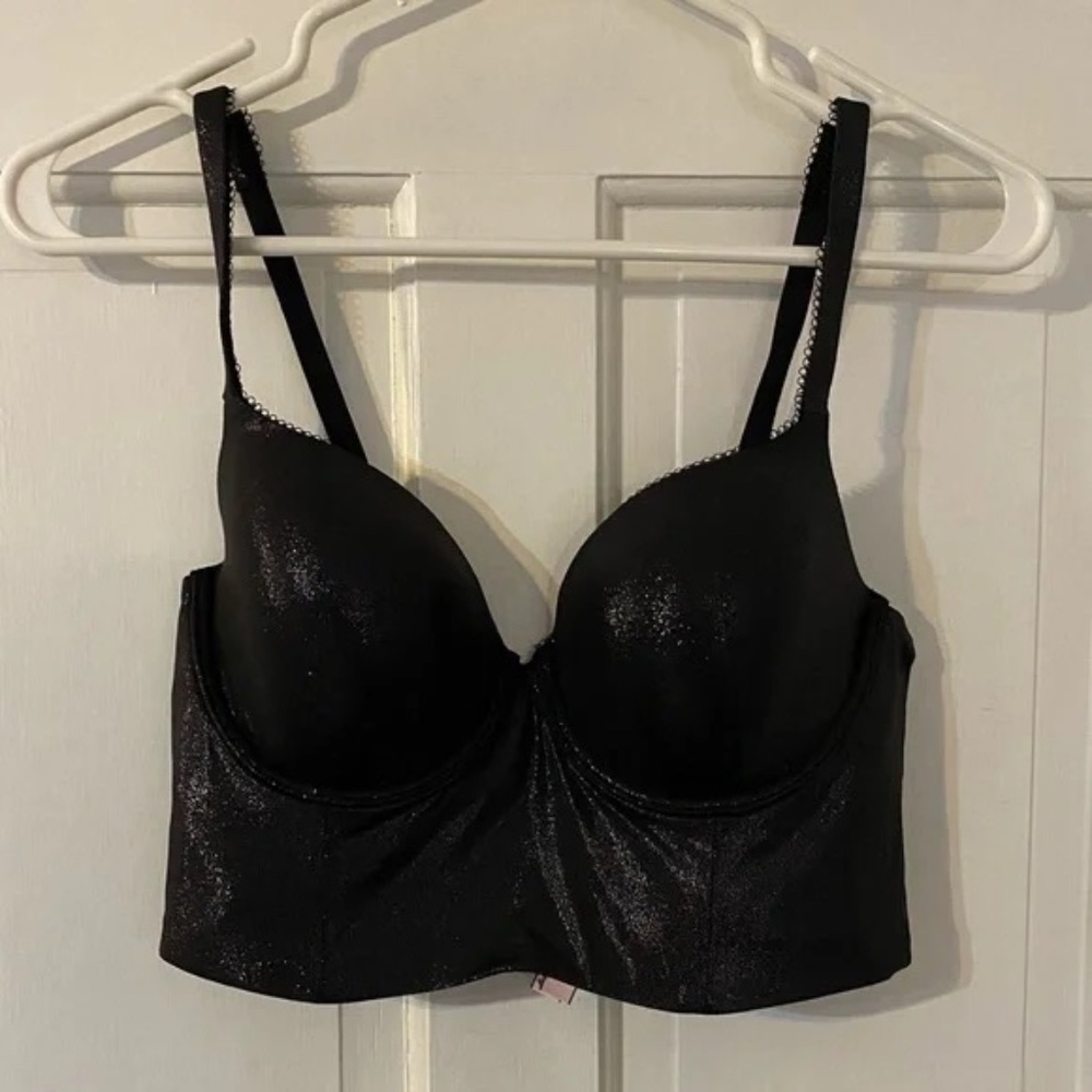 Victoria's Secret Body By Victoria Longline Demi Bra 36C Shimmer Black